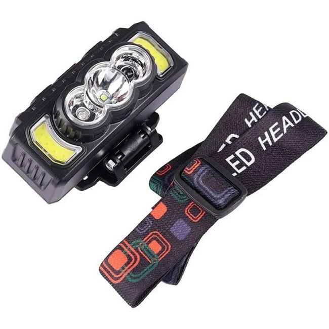 Lanterna De Cap Reincarcabila, LED + COB, 7 Moduri de Iluminare, 250lm