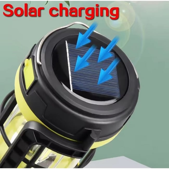 Lanterna reincarcabila led tip felinar, portabila, 2 surse de iluminare, incarcare solara sau prin cablu