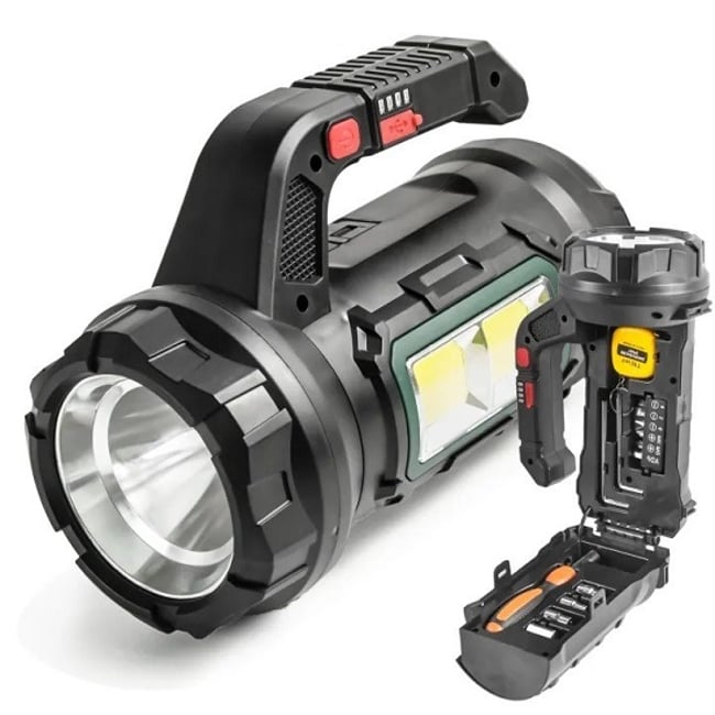 Lanterna Multifunctionala Reincarcabila Led 18W, T6+COB, 2400mAh, Type-C, Set Chei Incluse, 5 Functii