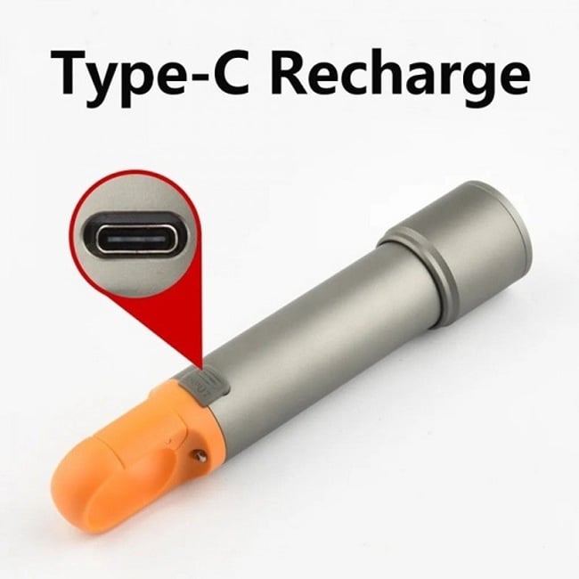 Lanterna Reincarcabila, LED+COB, 9 Moduri Iluminare, 1000lm, Type C, Aluminiu, Lentile color