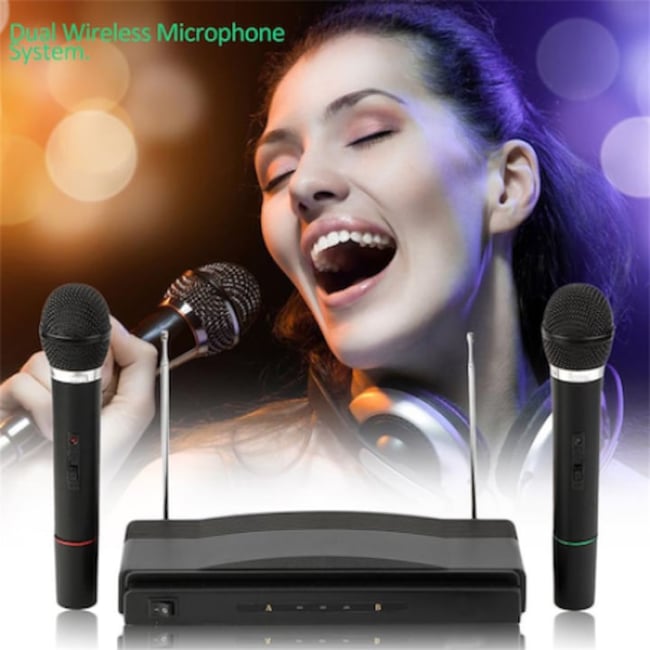 Kit Microfon Profesional fara Fir Andowl, Wireless Karaoke, Sistem statie sunet, negru