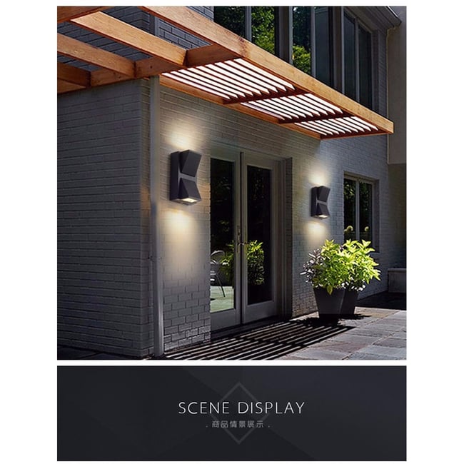 Aplica led de exterior, 2x5 W, negru, sticla si metal, culoare alb rece 6500K