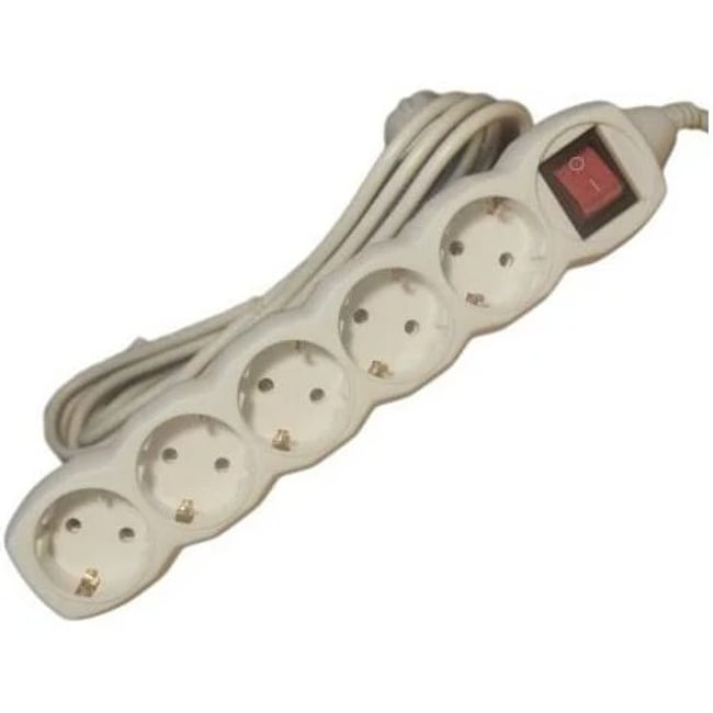 Prelungitor electric cu impamantare + intrerupator SPN2008 5 prize 5m 2200W