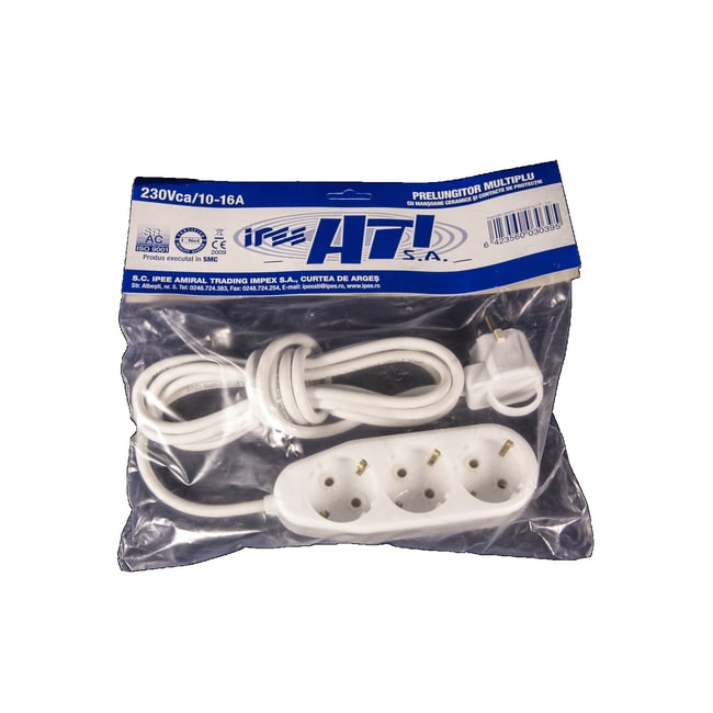 Prelungitor ceramic 3 prize 5 Metri 2200W, IPEE 1654 Curtea de Arges