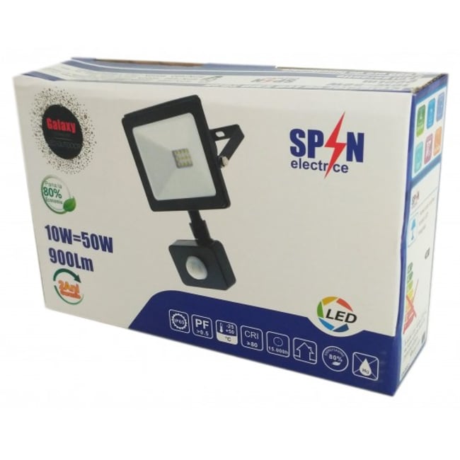 Proiector Led SMD Galaxy cu Senzor de Miscare, 10W=50W, 6000K, Lumina Rece