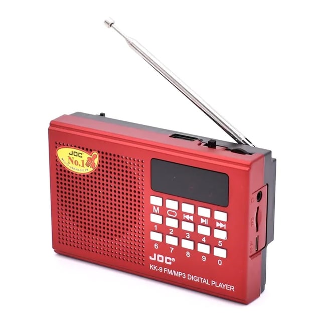 Radio portabil cu acumulator 3.7v 2000 mAh, mp3, card TF, usb, FM, bluetooth, afisaj electronic, rosu