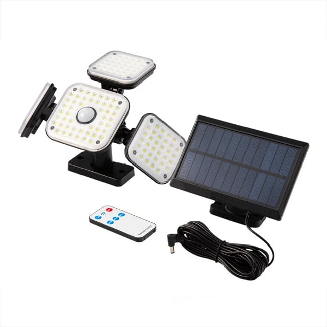 Lampa solara cu senzor de miscare, brate reglabile, 144 Led SMD, 1500lumeni, 50w