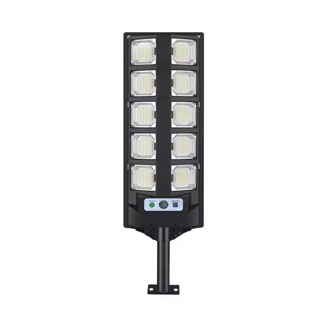 Lampa solara stradala cu panou solar si telecomanda, 90W, suport metalic, 10 celulele led, rezistent la apa, senzor de miscare si lumina