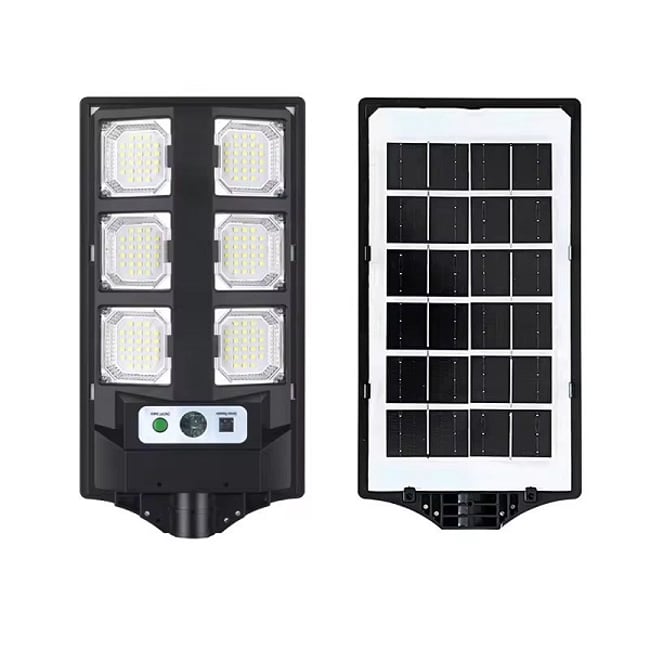 Lampa solara stradala cu panou solar si telecomanda, 50W, suport metalic, 6 celulele led, rezistent la apa, senzor de miscare si lumina