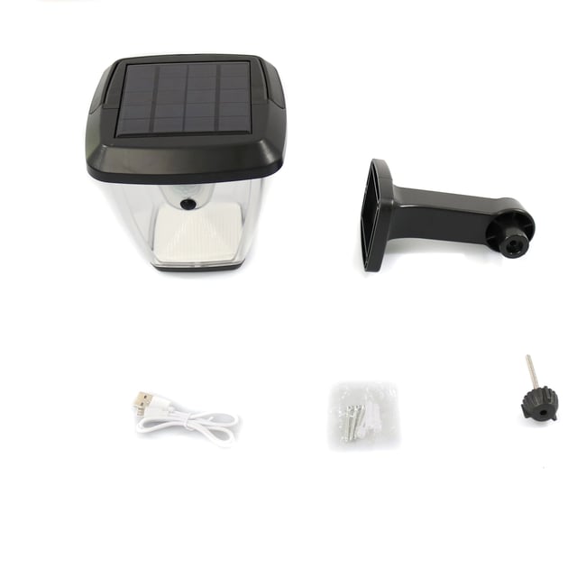 Lampa solara LED GDPLUS, cu senzor de miscare, 30 W, neagra, exterior