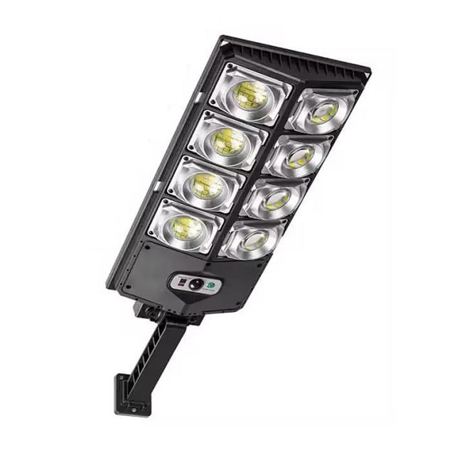 Lampa solara stradala cu panou solar si telecomanda, 80W, suport incorporat, 8 celulele led, rezistent la apa, senzor de miscare si lumina
