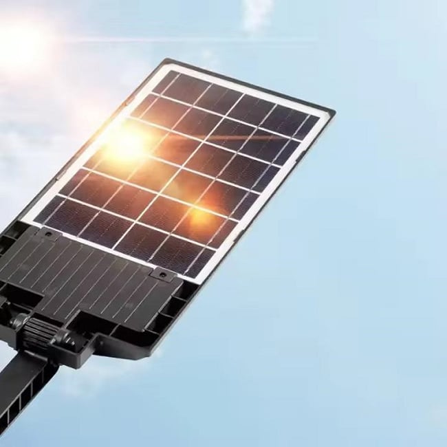 Lampa solara stradala cu panou solar si telecomanda, 60W, suport incorporat, 6 celulele led, rezistent la apa, senzor de miscare si lumina