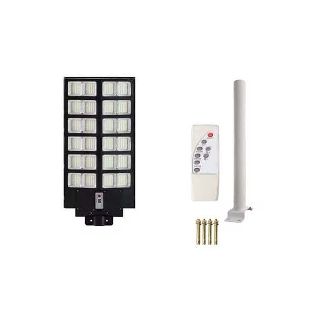 Lampa solara stradala cu panou solar si telecomanda, 1000W, 24 celulele led, rezistent la apa ip66, senzor de miscare si lumina