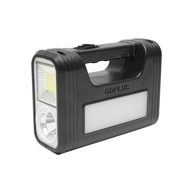 Kit iluminat portabil LED cu 3 becuri/proiector, panou solar si baterie 6V, 3Ah pentru pescuit camping GD-8017COB