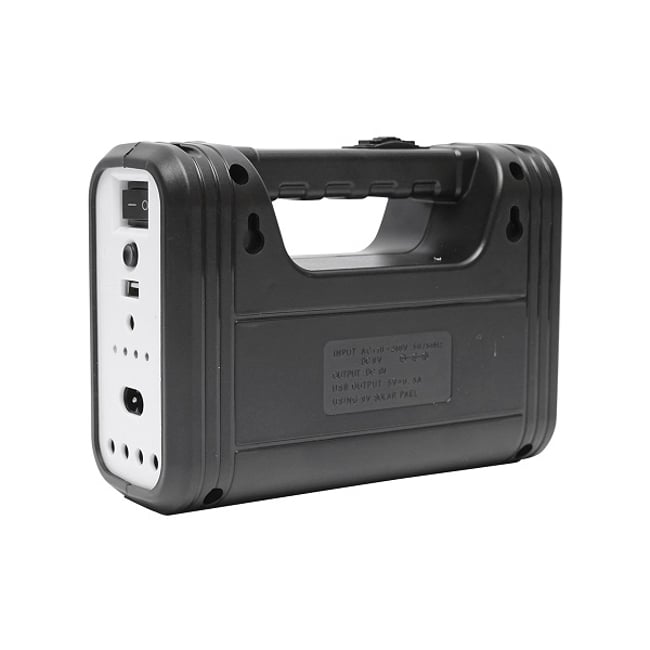 Kit iluminat portabil LED cu 3 becuri/proiector, panou solar si baterie 6V, 3Ah pentru pescuit camping GD-8017COB