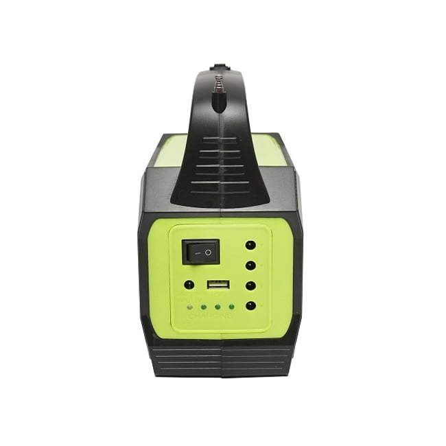 Kit iluminat portabil LED cu 3 becuri/proiector, radio FM, MP3, panou solar si baterie 6V, 4.5 Ah pentru pescuit camping GD-8073