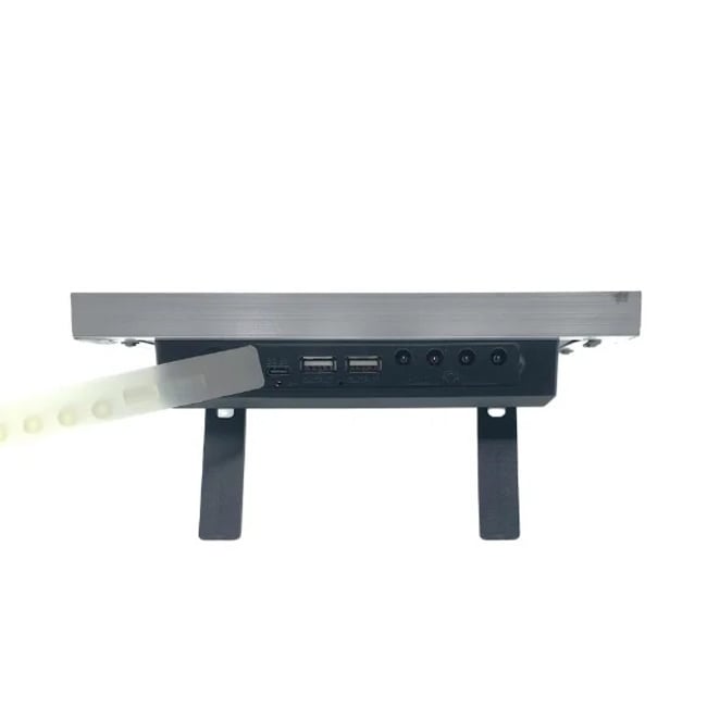 Panou solar 10W cu acumulator 9600mAh, portabil, cu 2 proiectoare de 9w, tensiune intrare 5V, functie baterie externa, negru