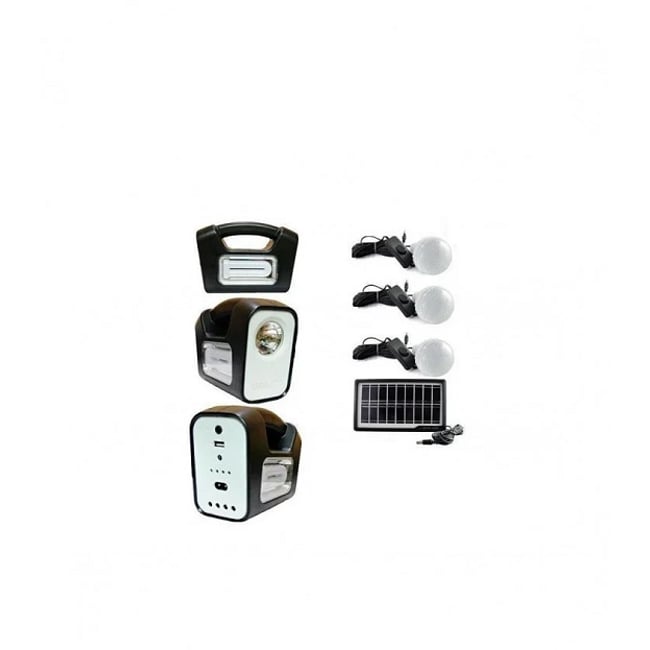 Kit Panou Solar Cu 3 becuri LED, Lanterna, Acumulator, Functie Powerbank
