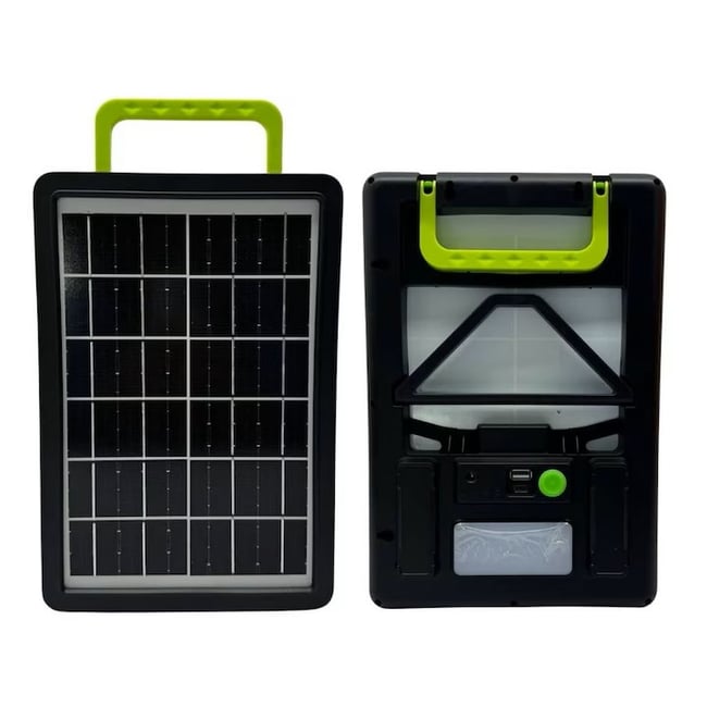 Panou solar 20W cu acumulator 2400mAh, GD-120S, portabil, ABS, cu cabluri de incarcare device-uri, 37x38 cm, negru