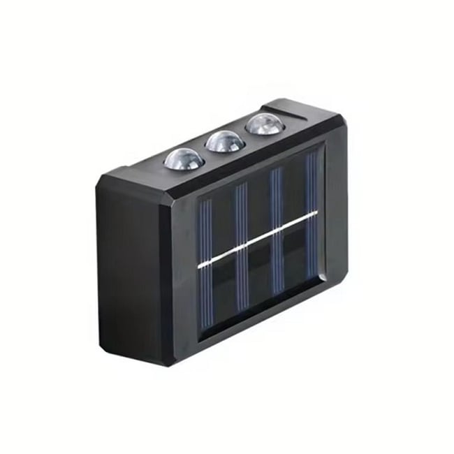 Lampa solara de perete, buton on-off, lumina calda, ip65, 6 led-uri, unghi 120 grade, 25 lumeni