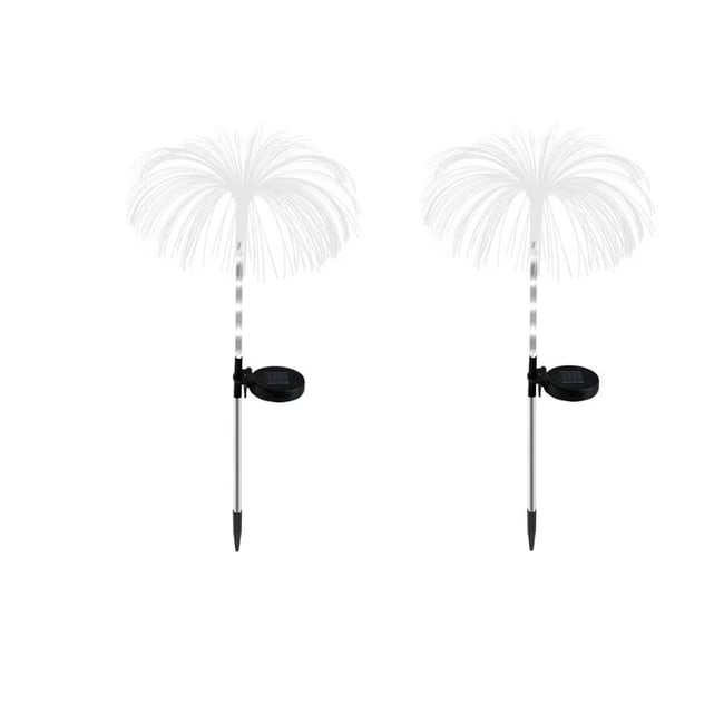Set 2 Lampi Solare, Tip Palmier, Fibra Optica, IP65, Lumina RGB, 80cm