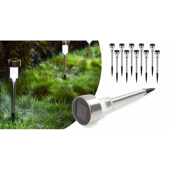 Set 10 Lampi Solare de Gradina Tobago, 0.06 W, 30 x 5 cm, LED, Plastic, Tip Tarus, Lumina Alba