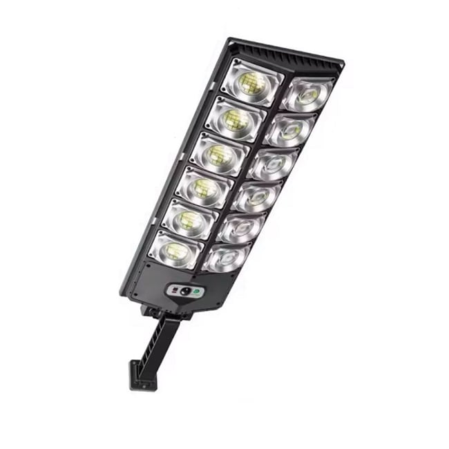 Lampa solara stradala cu panou solar si telecomanda, 100W, suport incorporat, 12 celulele led, rezistent la apa ip66, senzor de miscare si lumina