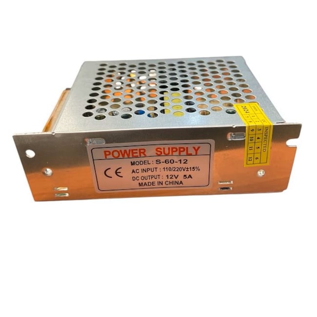 Sursa de alimentare 12V 5A metalica, 60W, pentru camere de supraveghere si banda led