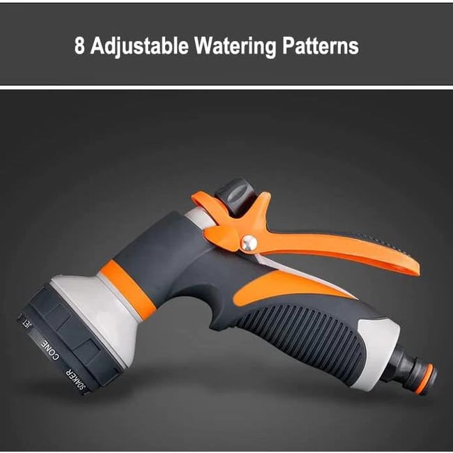 Pistol pentru stropit, cu 8 functii, reglabil, ergonomic, pentru udat/stropit, plastic, Negru/Portocaliu