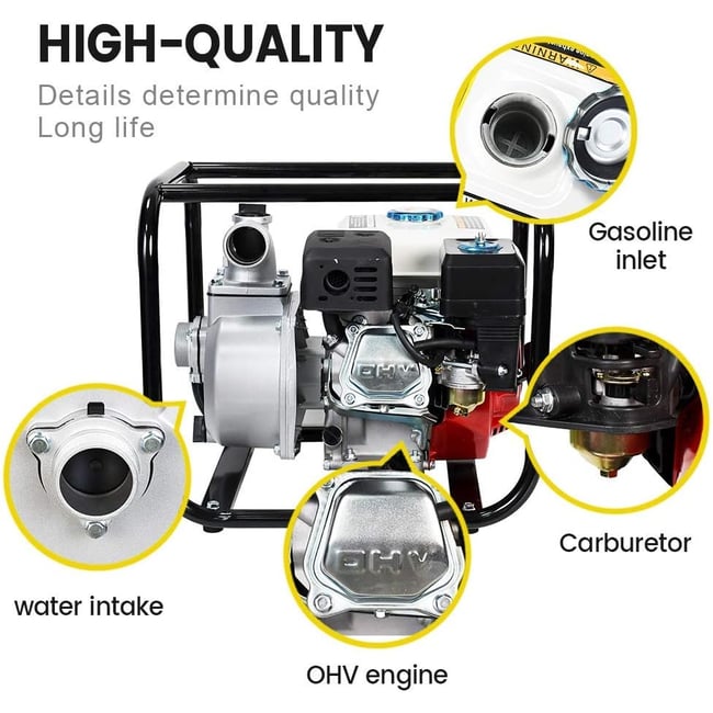 Motopompa benzina 2 toli inch 7.5CP, 3600rpm, 200cmc, 4 timpi, 30m inaltime, Campion Deytos CMP1071