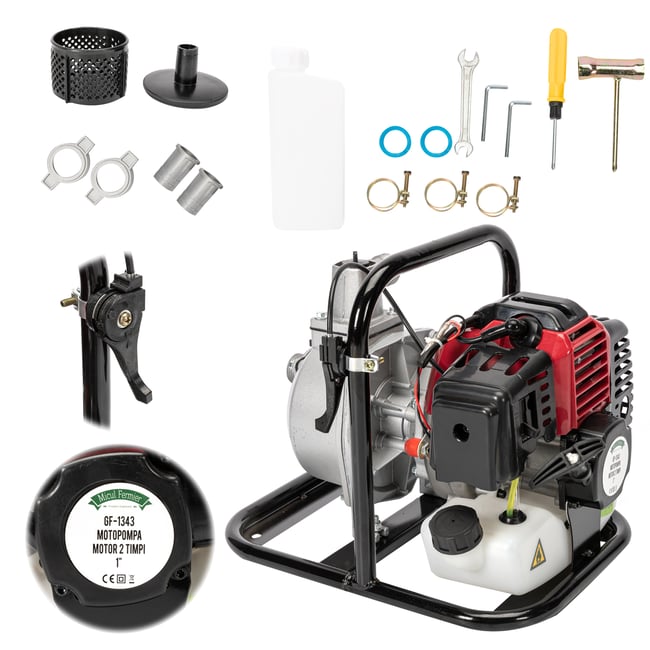 Motopompa apa Micul Fermier GF-1343, 1 Tol, 8000 l/h, 2CP, 2 timpi, adancime 7m, inaltime 35m