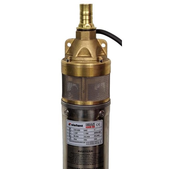 Pompa submersibila cu turbina, Elefant, 4SKM-200, 1500 W, refulare 108 m, 3m³/h, panou de comanda, bobinaj cupru