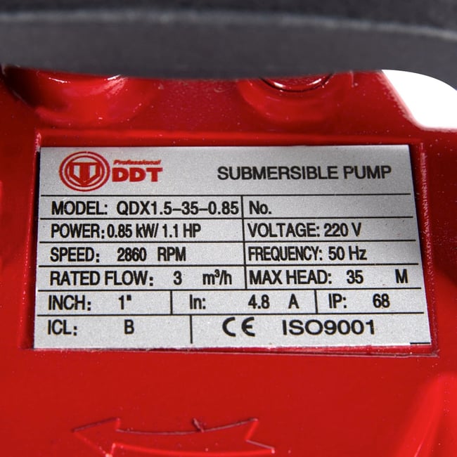 Pompa submersibila, DDT QDX35 cu flotor, 850 W, H refulare 35m, 3 m³/h, 1 Tol
