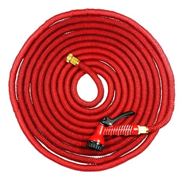 Furtun extensibil pentru gradina, racord metalic, cu cap de udat cu pulverizator reglabil, 7.5 m se extinde 22.5 m