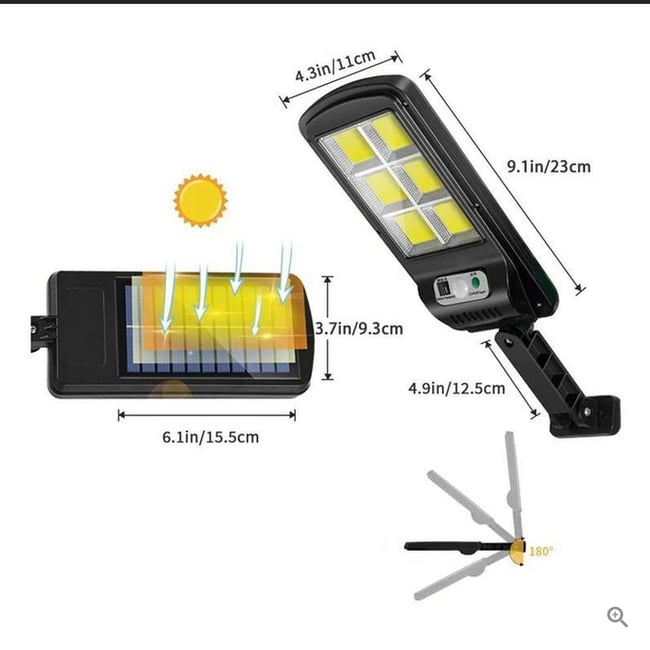Lampa stradala cu incarcare solara si senzor de miscare + telecomanda, 8 COB