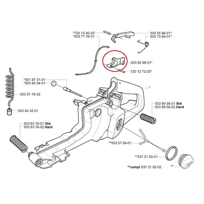 Tragaci acceleratie drujba compatibil pentru modelele Husqvarna 362, 365, 371, 372