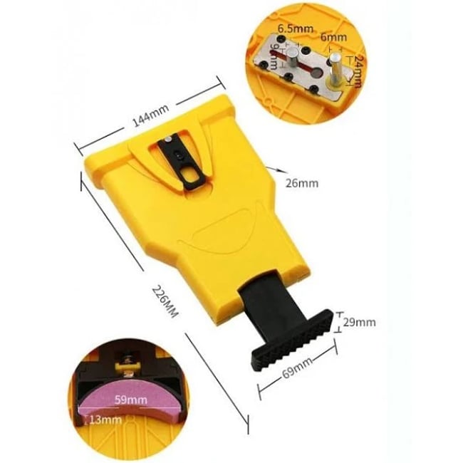 Dispozitiv portabil pentru ascutire lant drujba, compatibil cu lanturi de 14" 16" 18" 20"
