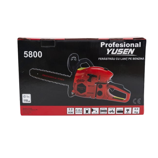 Drujba / motofierastrau pe benzina Yusen 5800, lungime sina 40 cm, 3.35 CP, 2.54 kW, 5.5 kg