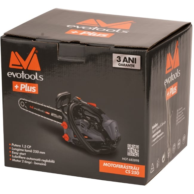 Drujba / motofierastrau pe benzina Evotools Plus CS 250, lungime sina 250 mm, 1.5 CP