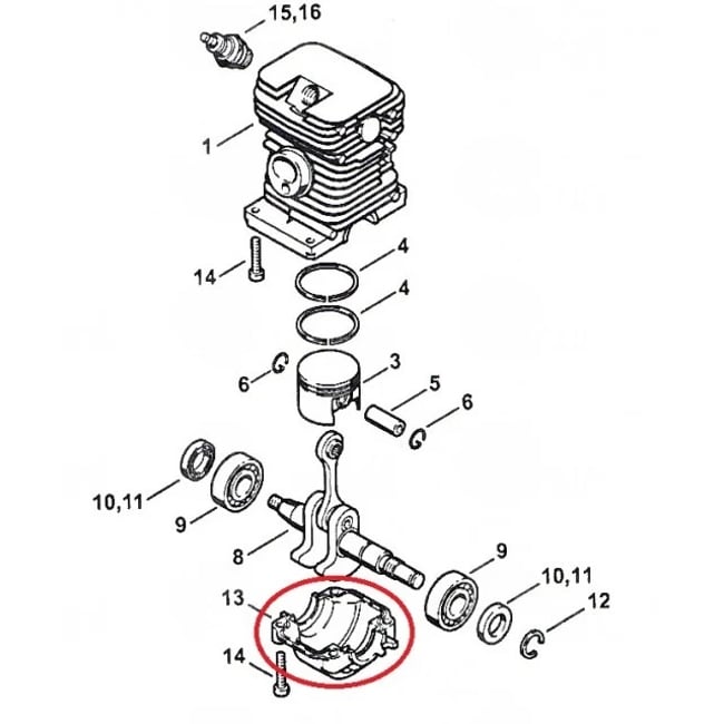 Capac cilindru compatibil Stihl MS 170, MS 180, 017, 018