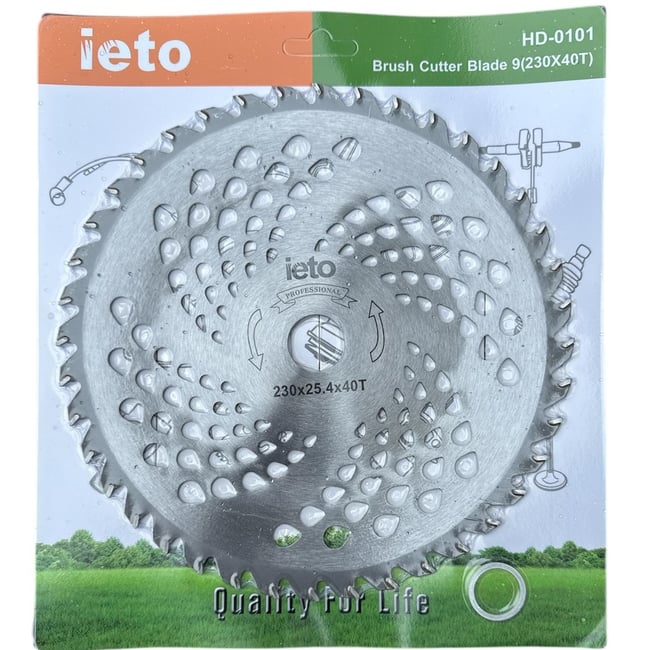 Disc motocoasa pentru tuns iarba, otel, 40 dinti cu vidia, 230x25.4 mm, ondulat, Ieto Professional HD-0101
