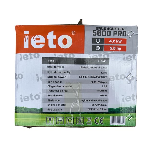 Motocoasa pe benzina Ieto 5600 PRO, 2 timpi, 4.2 kW, 5.6 CP, 9000 RPM, accesorii incluse, Verde