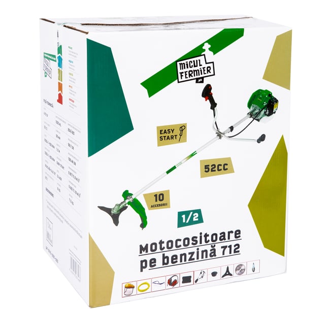 Motocoasa pe benzina Micul Fermier GF-0915, 2 timpi, 3.5 kW, 4.6 CP, accesorii incluse