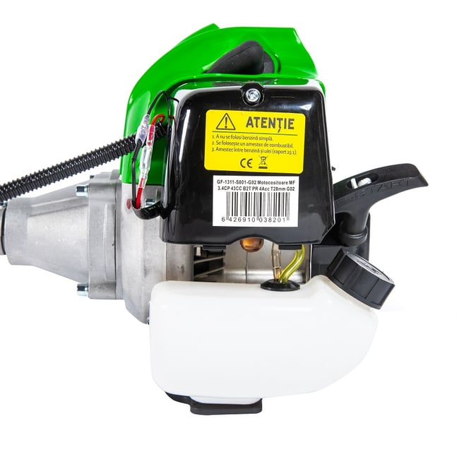 Motocoasa pe benzina Micul Fermier GF-1311, 2 timpi, 2.5 kW, 3.4 CP, accesorii incluse