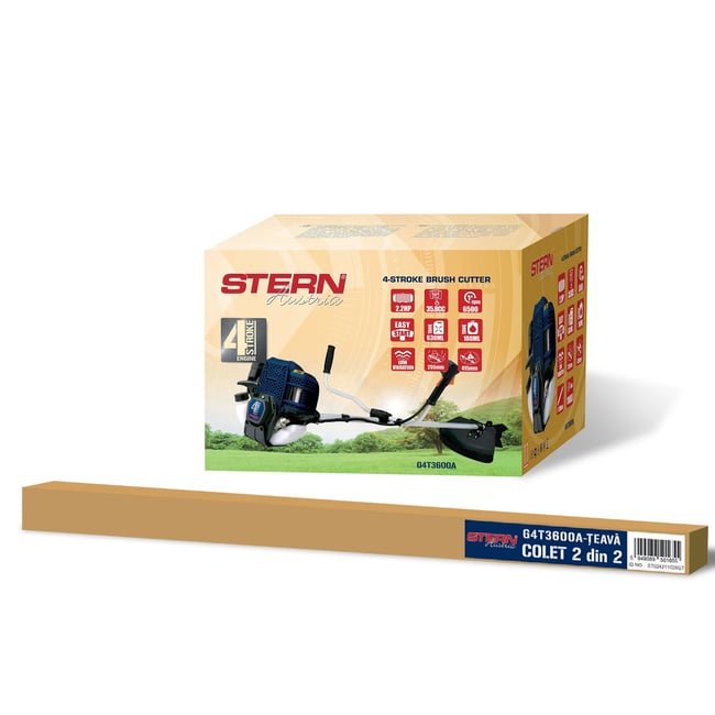 Motocoasa pe benzina, Stern Austria G4T3600A, 4 timpi, 2.2 CP, 35.8 cc, accesorii incluse