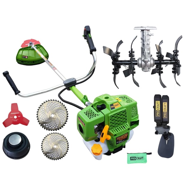 Set Motocoasa pe benzina Procraft T4350, 2 timpi, 4.3 kW, 6 CP, 58cc + Cultivator + 4 sisteme de taiere