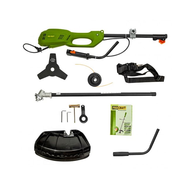 Trimmer electric Procraft GT2200, 1200 W, 10000 RPM, diametru taiere 380 mm, disc, fir