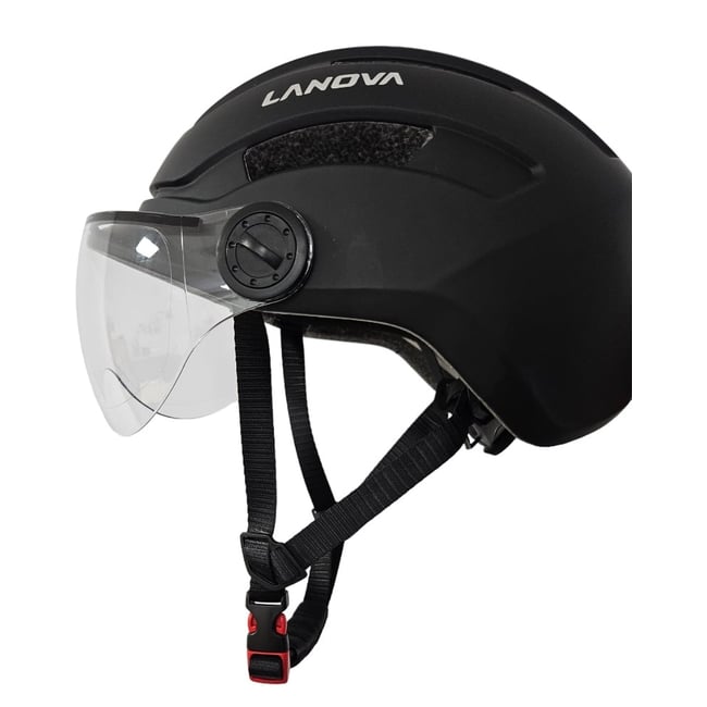 Casca trotineta cu leduri incorporate, baterie reincarcabila, viziera, negru mat