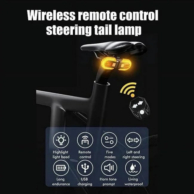 Sistem de semnalizare fara fir, detasabil cu 3 moduri de iluminare si avertizare sonora pentru bicicleta, FY-1825