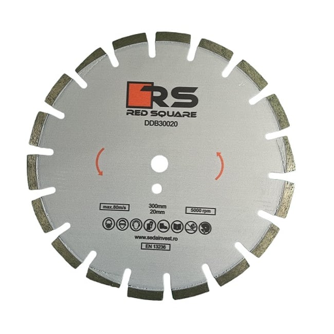 Disc taiat asfalt si beton diamantat, 300x20 mm, Red Square DDB30020
